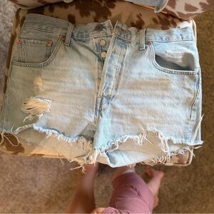 Levi's Light Blue Distressed Jean Shorts